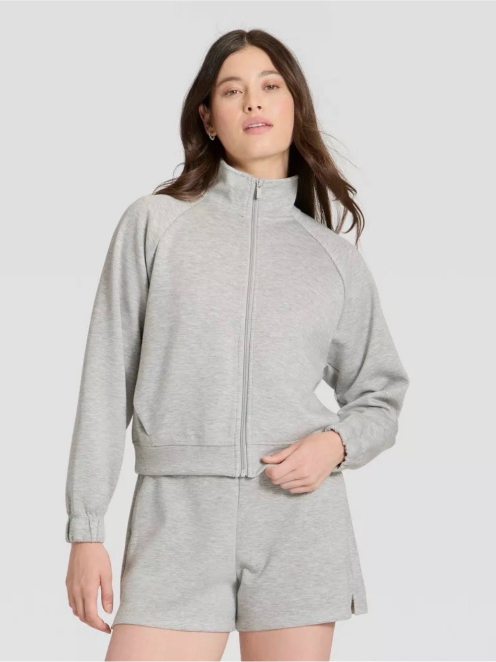 Women's Airy Sleek Full Zip Jacket - All In Motion Heathered Gray